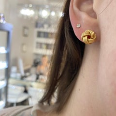 Love Knot Four Loop 11mm Studs 14K Yellow Gold Alternating Textures