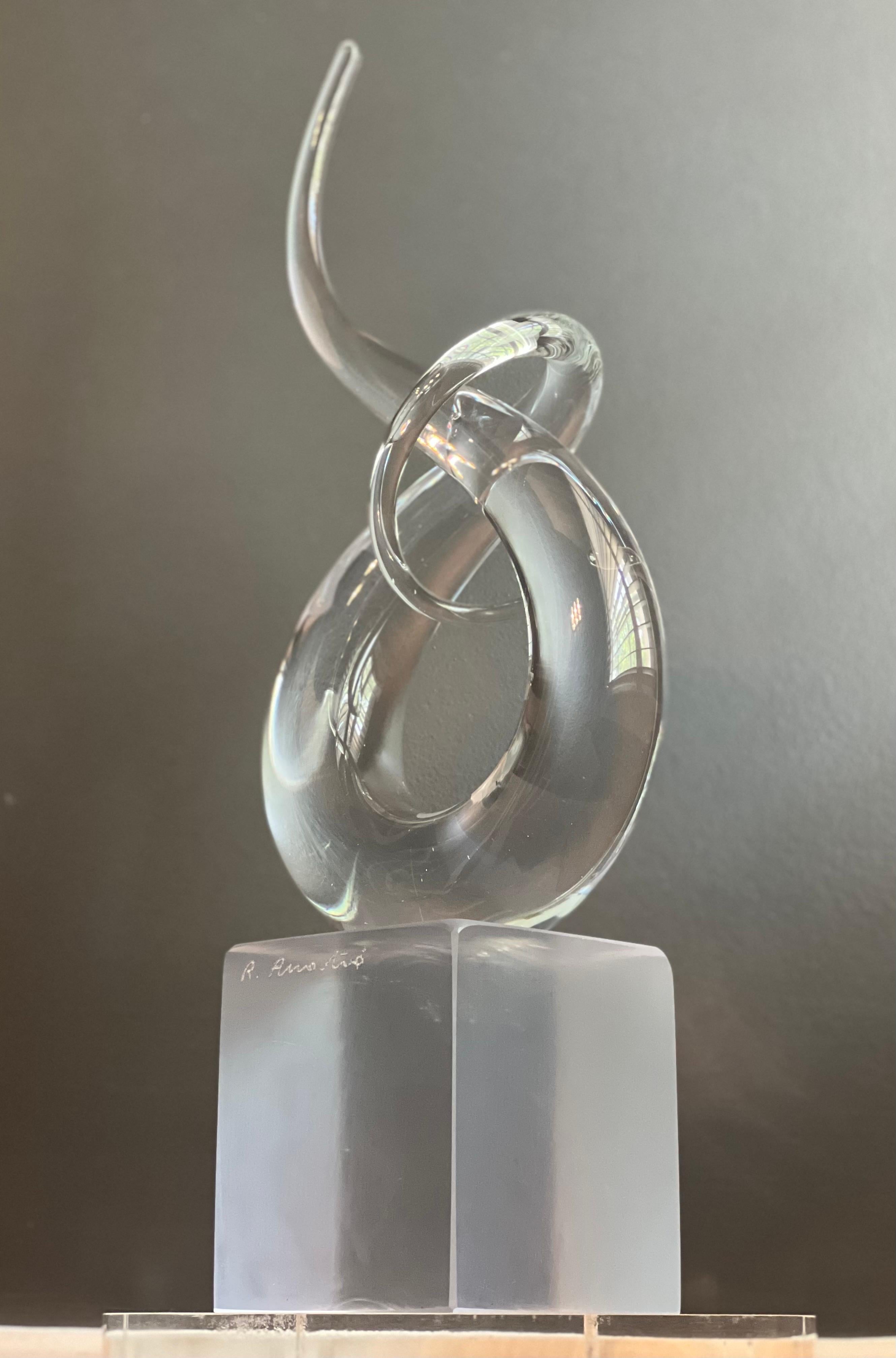 Post-Modern 'Love Knot' Murano Sculpture by Renato Anatrà, Signed, Italy, 1980's For Sale