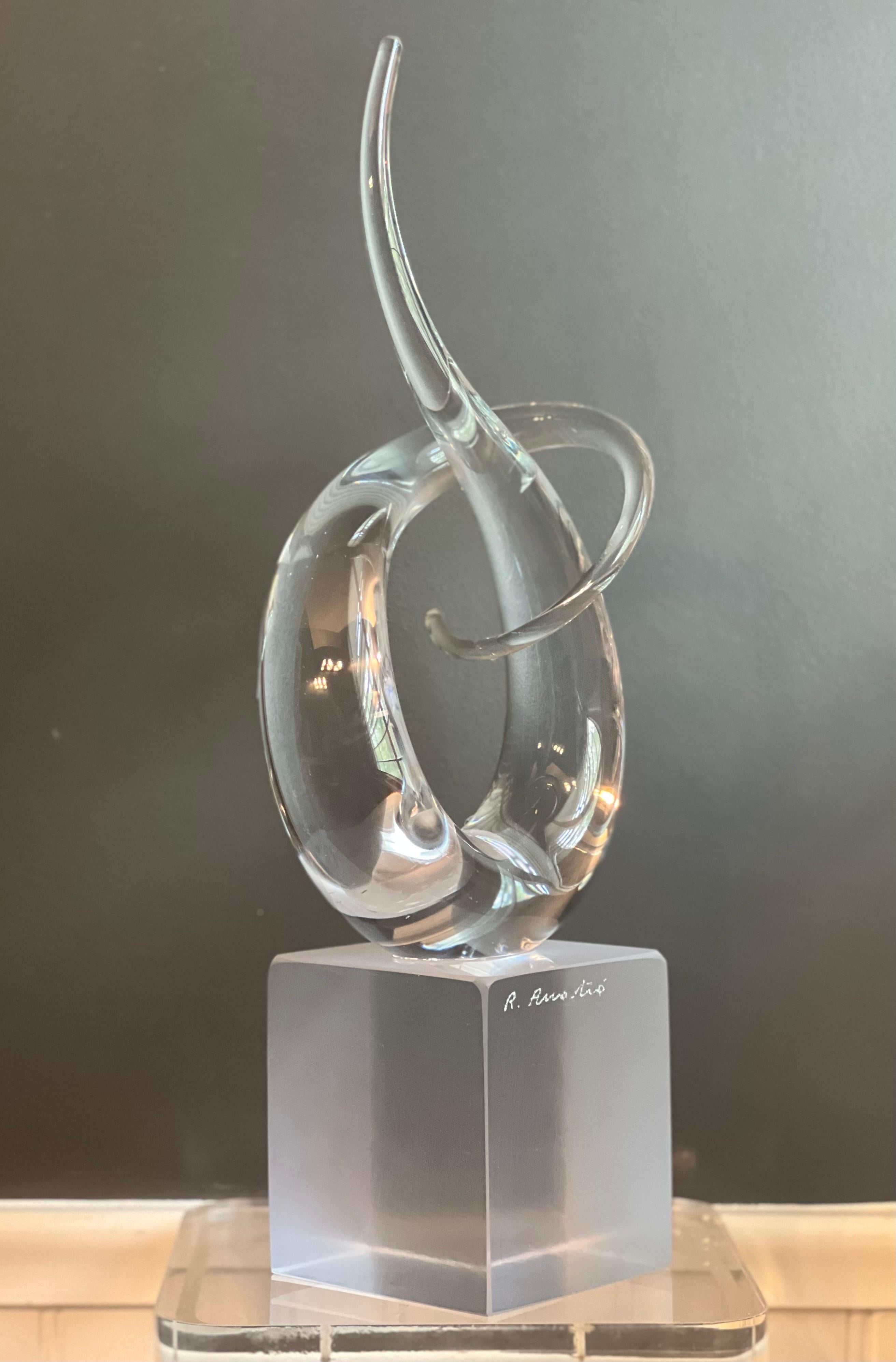 Murano Glass 'Love Knot' Murano Sculpture by Renato Anatrà, Signed, Italy, 1980's For Sale