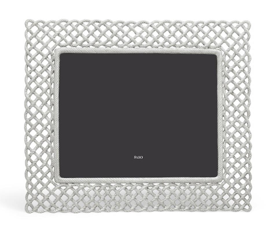 French Love Knot Photo Frame in Silver Metal, Large Size Model. For Sale