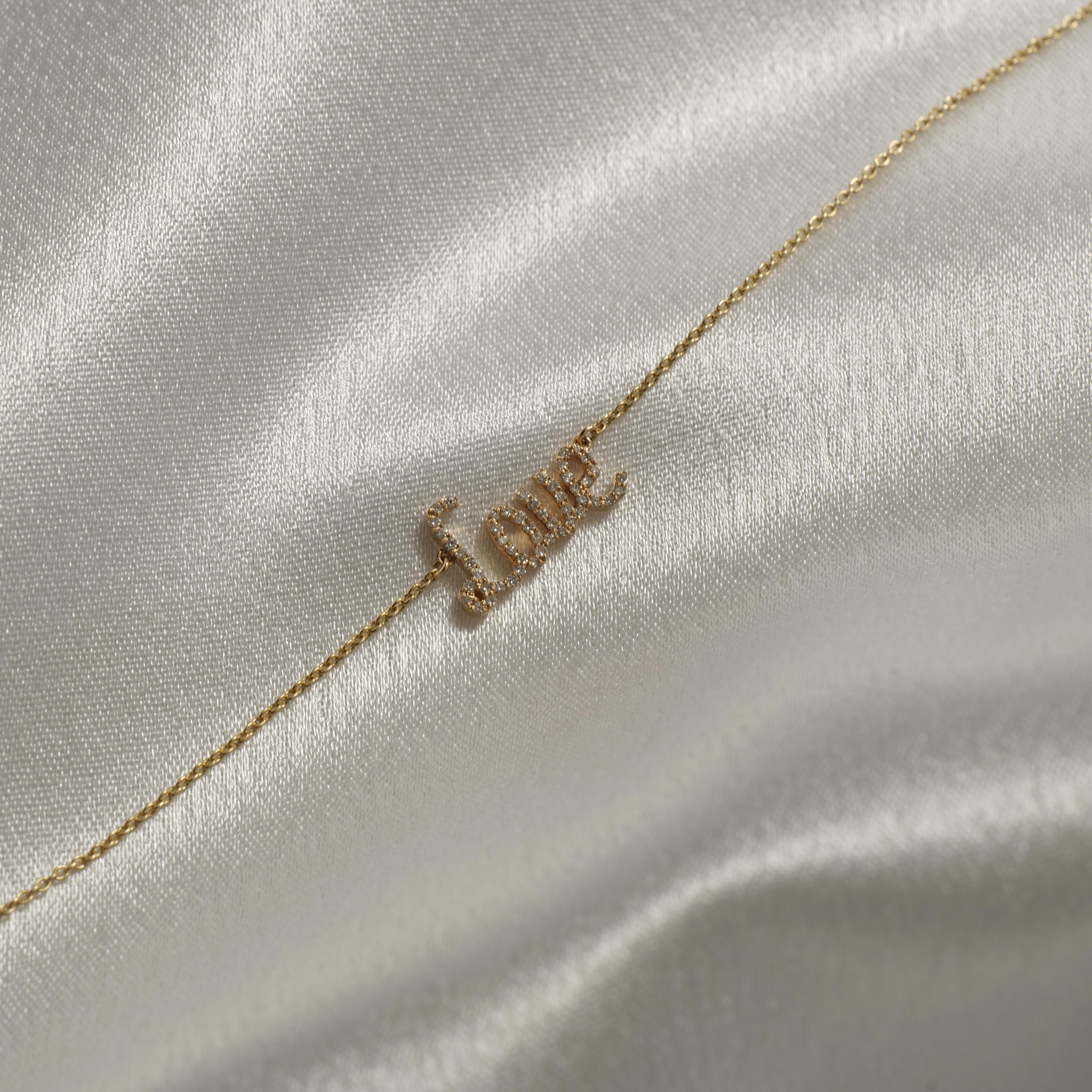 Love Letter Diamantkettenarmband aus 14k Gold (zertifiziert) im Angebot 2