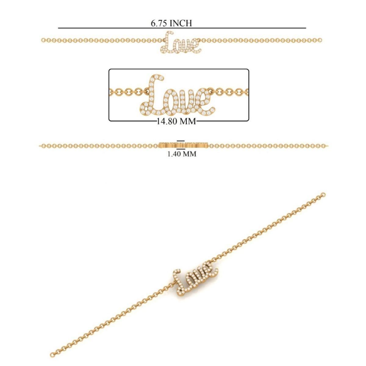 Love Letter Diamantkettenarmband aus 14k Gold (zertifiziert) im Angebot 3