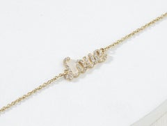 Pulsera Cadena de Diamantes Letra de Amor en Oro de 14 K (Certificado)