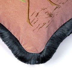 LOVE LETTER Medium Fringe Velvet Cushion - Tourmaline