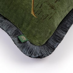 LOVE LETTER Velvet Medium Fringed Cushion - Verde