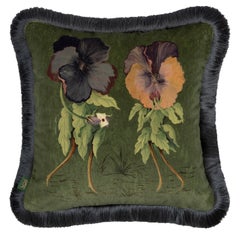 Cojín Mediano de Terciopelo con Flecos LOVE LETTER - Verde