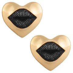 Love Lips Statement Clip on Earrings Black