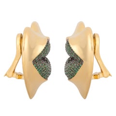 Love Lips Statement Clip on Earrings Green