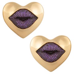 Love Lips Statement Clip on Earrings Purple
