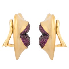 Love Lips Statement Clip on Earrings Red