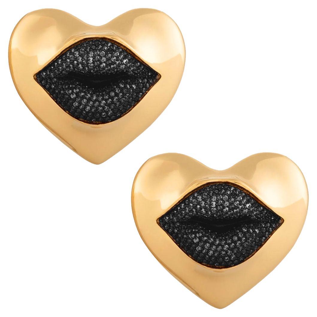 Naimah Love Lips Statement Earrings, Black For Sale