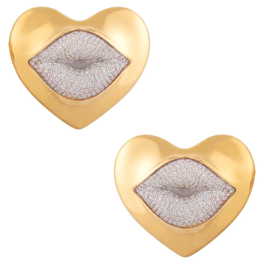 Naimah Love Lips Statement Earrings, Crystal For Sale at 1stDibs