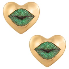 Naimah Love Lips Statement Earrings, Green