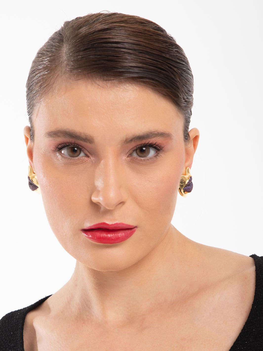 Modern Naimah Love Lips Statement Earrings, Purple For Sale