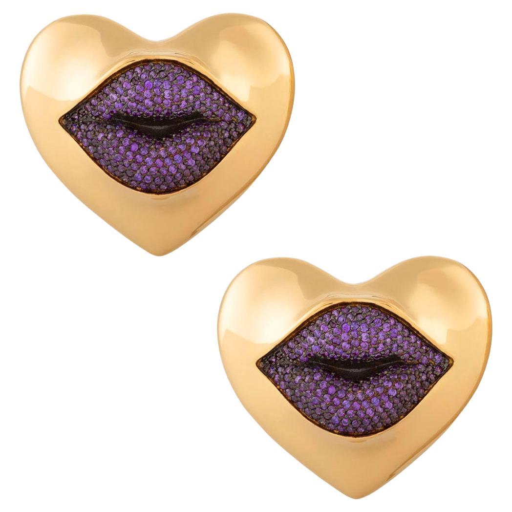 Naimah Love Lips Statement Earrings, Purple For Sale