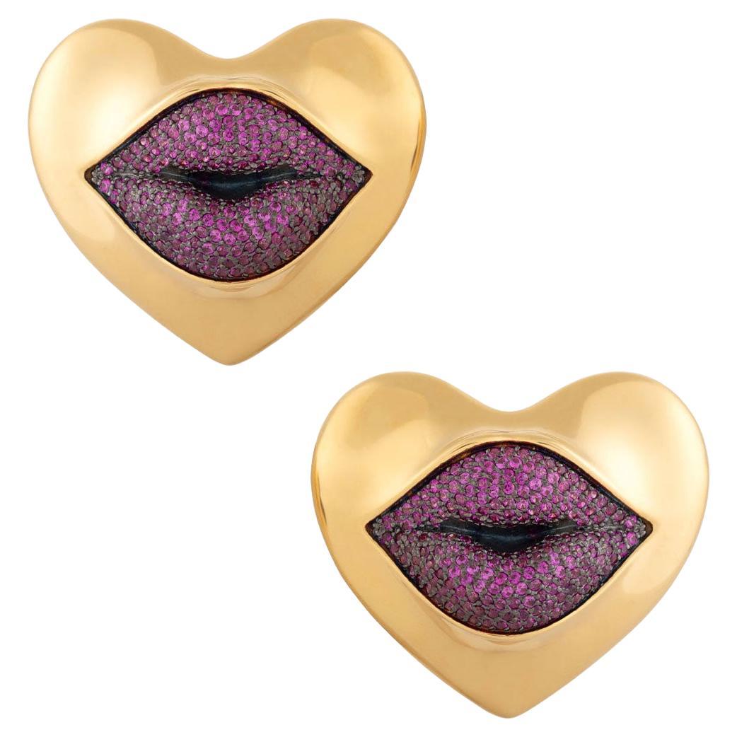 Naimah Love Lips Statement Earrings, Ruby For Sale