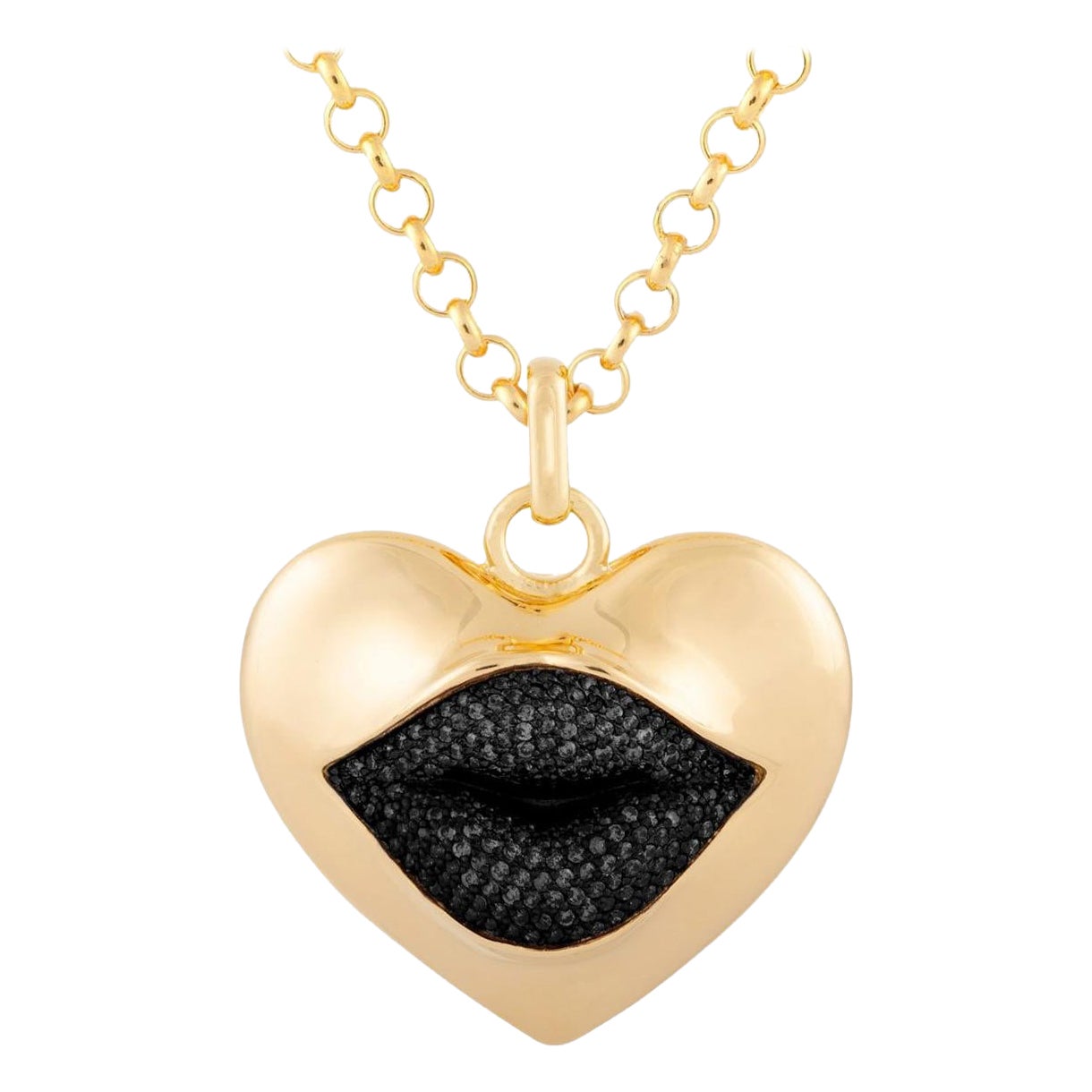 Love Lips Statement Necklace Black For Sale