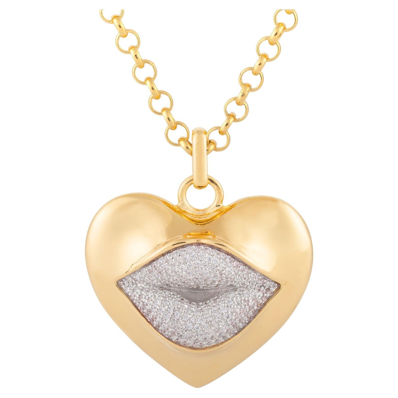 Love Lips Statement-Halskette, Kristall im Angebot