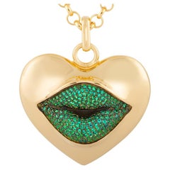 Love Lips Statement Necklace Green Crystal