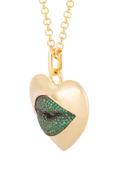 Naimah Love Lips Statement Necklace, Green
