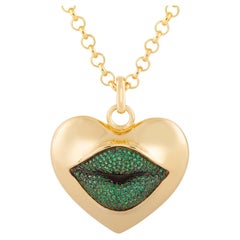 Naimah Love Lips Statement Necklace, Green