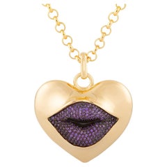 Naimah Love Lips Statement Necklace, Purple