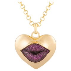 Vintage Naimah Love Lips Statement Necklace, Ruby