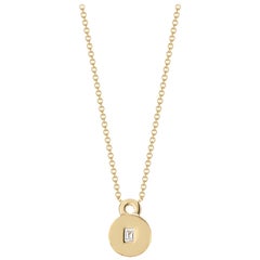 Love Lock Necklace with Baguette Diamond Solitaire