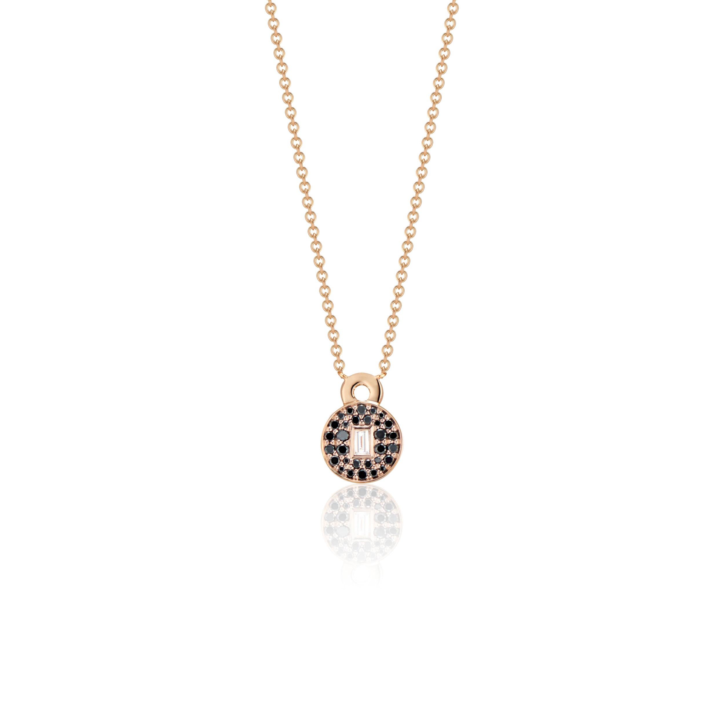 Women's or Men's Love Lock Necklace with Pave Brilliant Cut Diamonds and Baguette Diamond Solitai For Sale