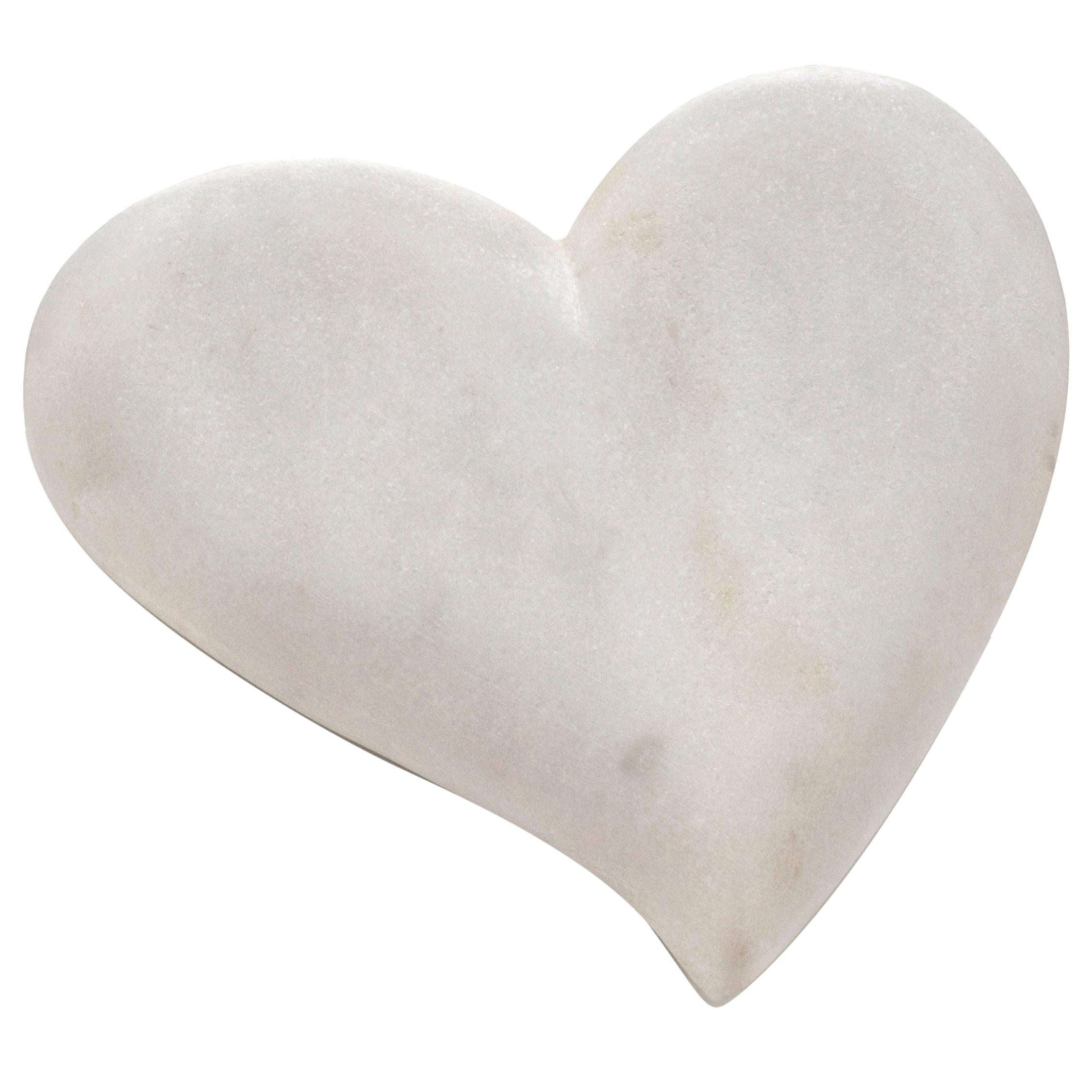 "Love me Now" Marble Heart Gift by On Entropy in White Marble For Sale