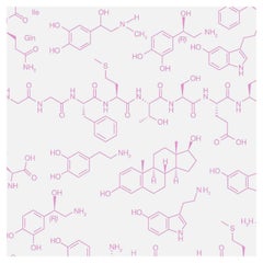 Love Molecules Designer Wallpaper in Charm 'Pink on Soft White'