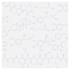 Papier peint de créateur Love Molecules en violet lavande clair sur blanc doux