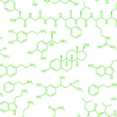 Papier peint Love Molecules Designer Wallpaper in Radiate vert fluo sur blanc doux