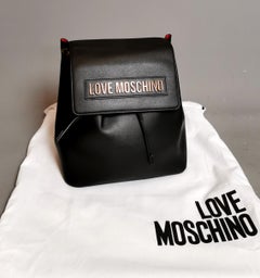 Love Moschino Backpack, chain handle, black and red