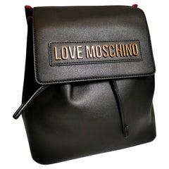 Love Moschino Backpack, chain handle, black and red 