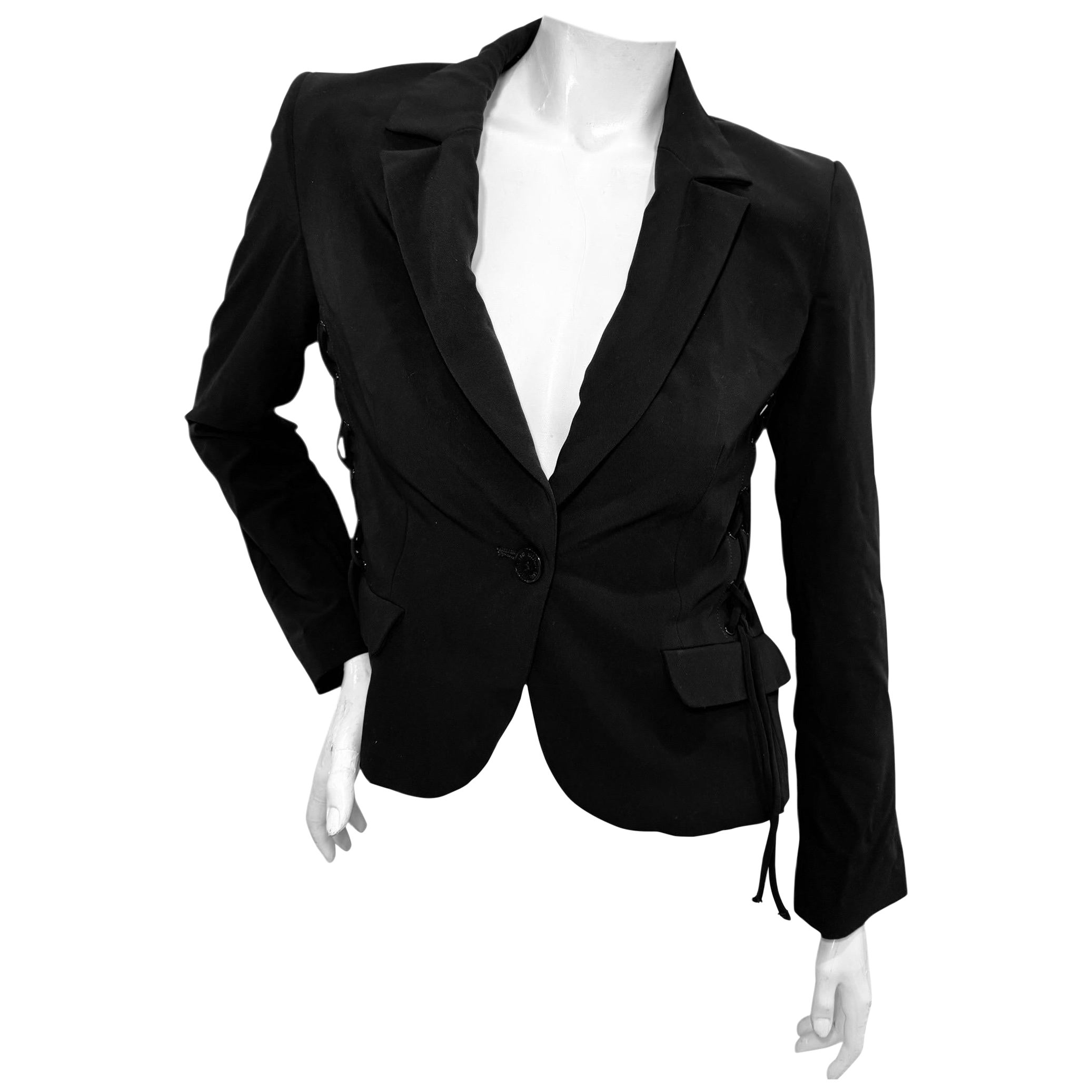 Love Moschino Black Corset-Lace Tailored Jacket FW 2018–2019 IT 42 / US 6