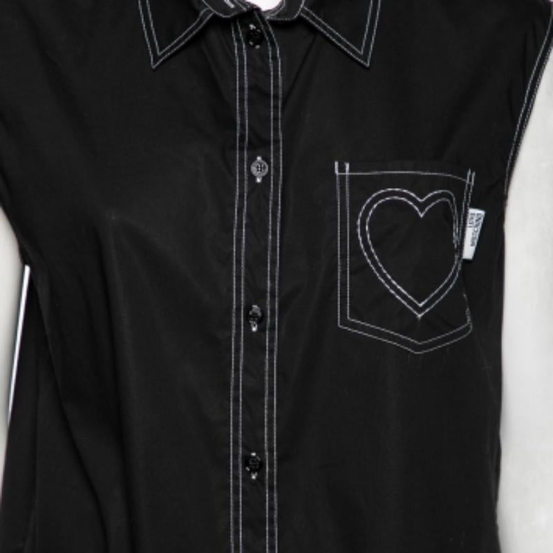 Love Moschino - Camicia senza maniche con cuore ricamato in cotone nero L.L.A. In condizioni buone a Dubai, Al Qouz 2