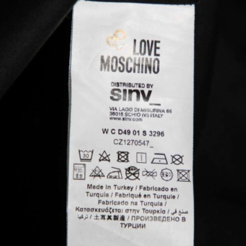 Love Moschino - Camicia senza maniche con cuore ricamato in cotone nero L.L.A. 1