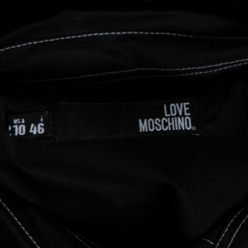 Love Moschino - Camicia senza maniche con cuore ricamato in cotone nero L.L.A. 3