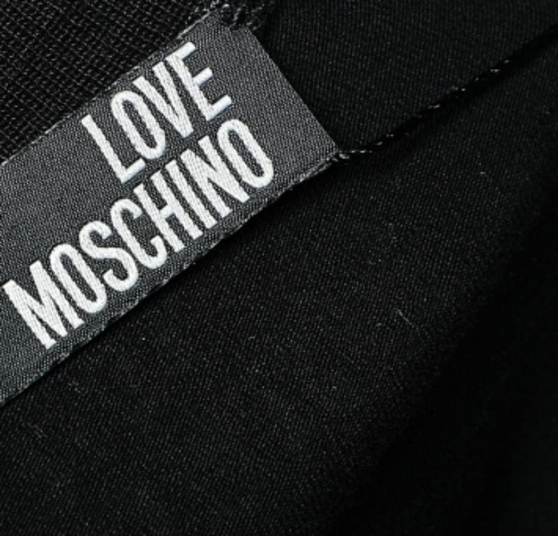 Nero Love Moschino - Maglietta con maniche a sbuffo in maglia di cotone nera - M. M. T. I.