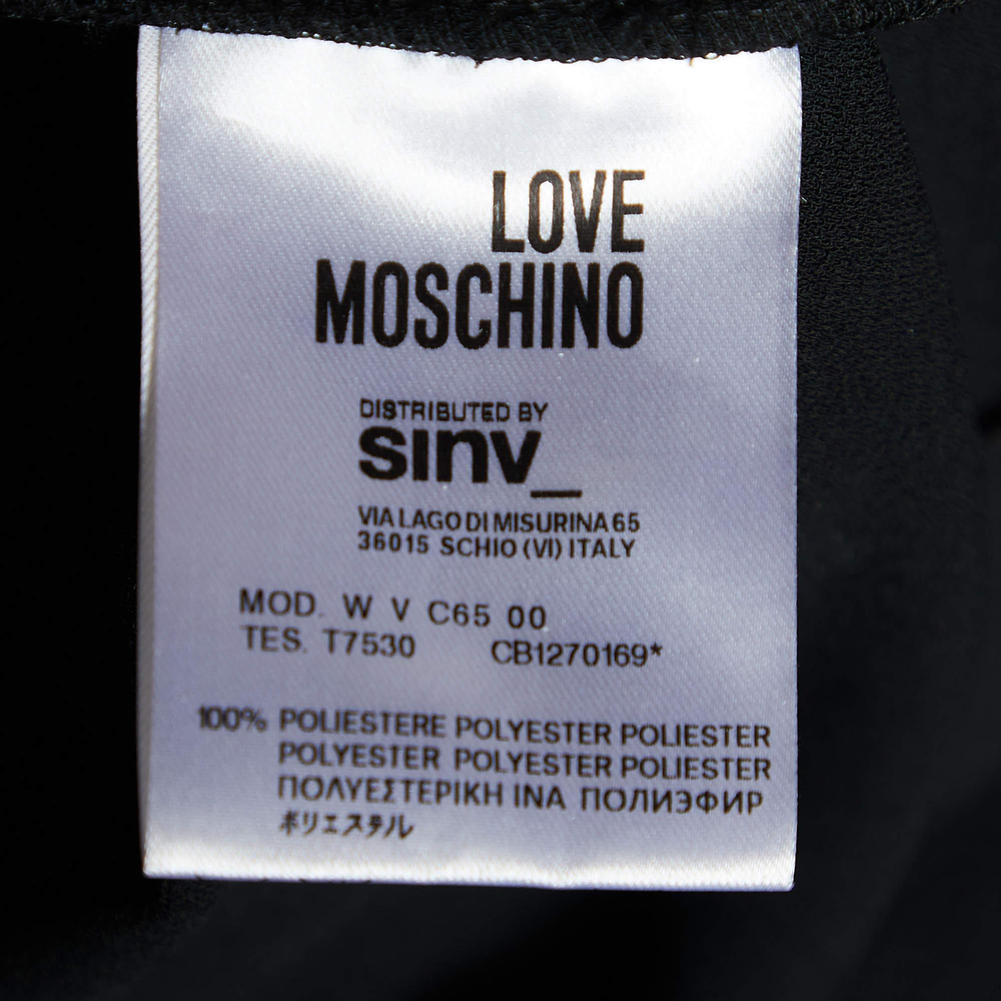 Donna Love Moschino Vestito senza maniche a pieghe in crepe nero M. in vendita