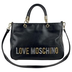 Love Moschino Black Leather Look Tote Sequin Shoulder Strap