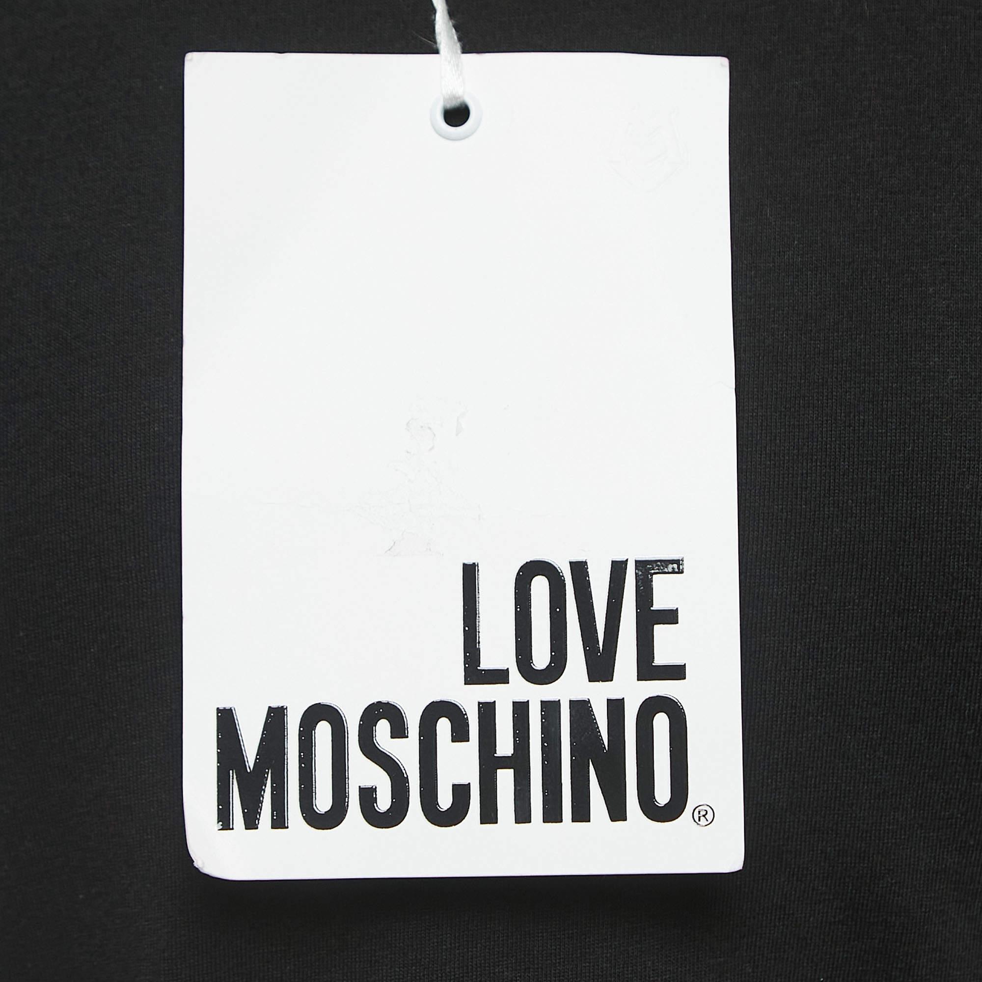 Love Moschino Black Logo Print Cotton Short Sleeve Slim Fit T-Shirt S Bon état - En vente à Dubai, Al Qouz 2