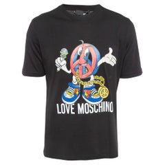 Love Moschino Black Printed Cotton T-Shirt L