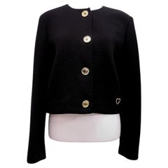 Love Moschino Schwarze Steppjacke mit goldenen Herzknöpfen - US 6 / EU 38
