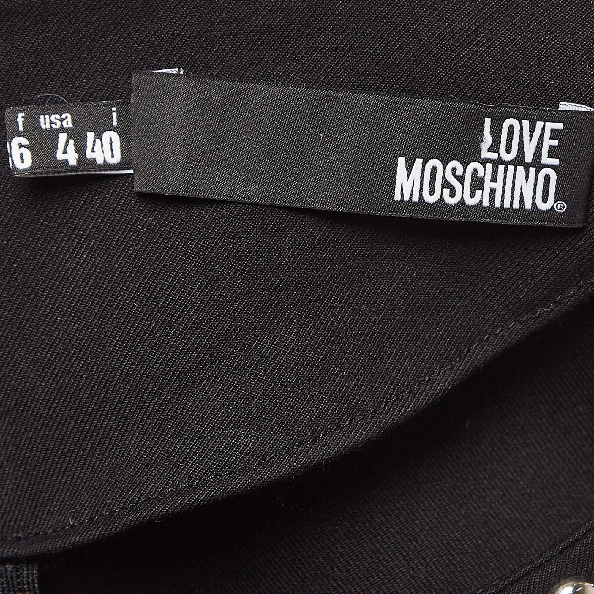 Women's Love Moschino Black Studded Gabardine Sheath Dress S For Sale