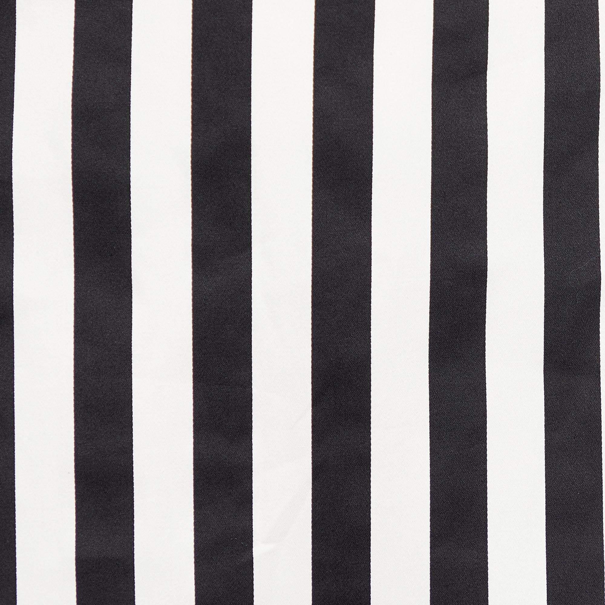 Love Moschino Black & White Striped Cotton Contrast Zip Detail Mini Skirt M In New Condition For Sale In Dubai, Al Qouz 2