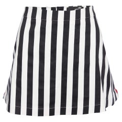 Love Moschino Black & White Striped Cotton Contrast Zip Detail Mini Skirt M