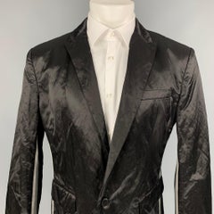 LOVE MOSCHINO Black Wrinkled Cotton Blend Notch Lapel Sport Coat