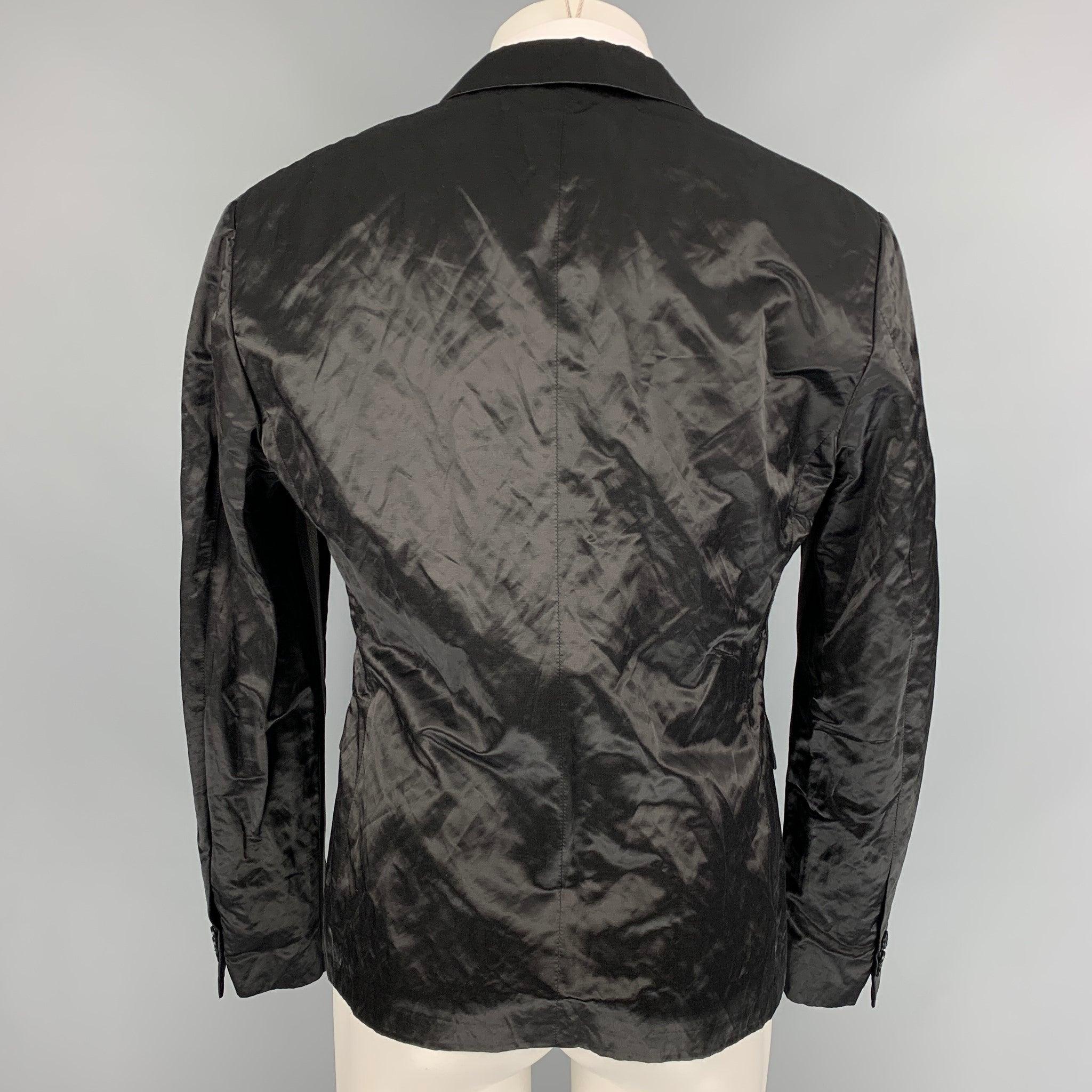 Men's LOVE MOSCHINO Black Wrinkled Cotton Blend Notch Lapel Sport Coat For Sale
